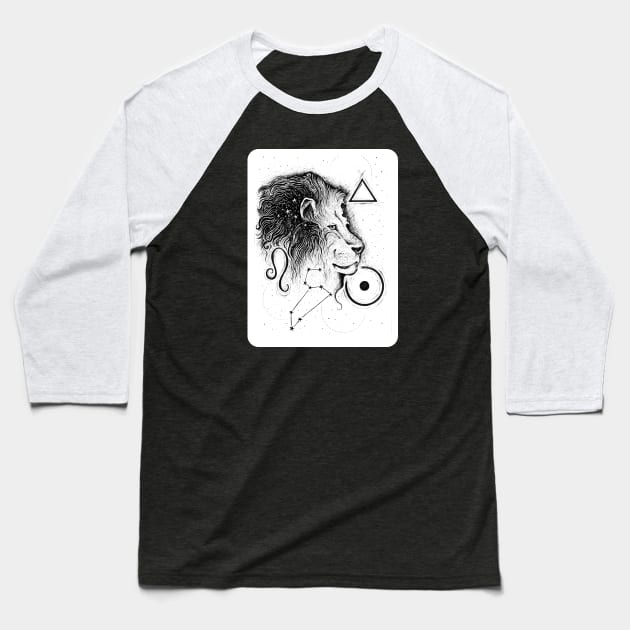 Leo zodiac sign with symbols Baseball T-Shirt by EWART